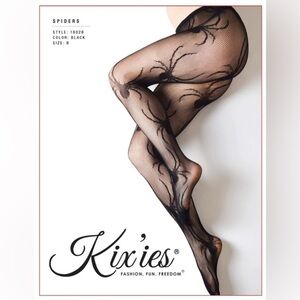🦋B2G1🦋KIX'IES Full Waisted Fishnet SPIDER Tights Pantyhose Stockings